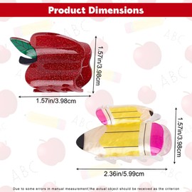 School Hair Clips, Teacher Pencil Hair Clip, Teacher Claw Clip, Back to School Apple Claw Clips