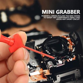 Pack of 10 Test Hook Clips Mini Test Clip Jumper Test Probe Hook Test Lead Kit for SMD IC Electronic Tester Black + Red