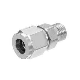 PATIKIL 1/4G x 10mm 304 Stainless Steel Compression Tube Fitting, Double Ferrules Compression Tube Fitting Straight Adapter Connect