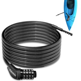 Febabilo Long Cable Lock, Extra Long Straight Bike Lock (5ft to 25ft) with Resettable Combination, Kayak Locks, Unique Thin end Cable Locks Suitable Kayak, Scooter, Paddle Boards, Canoe, Jet Ski