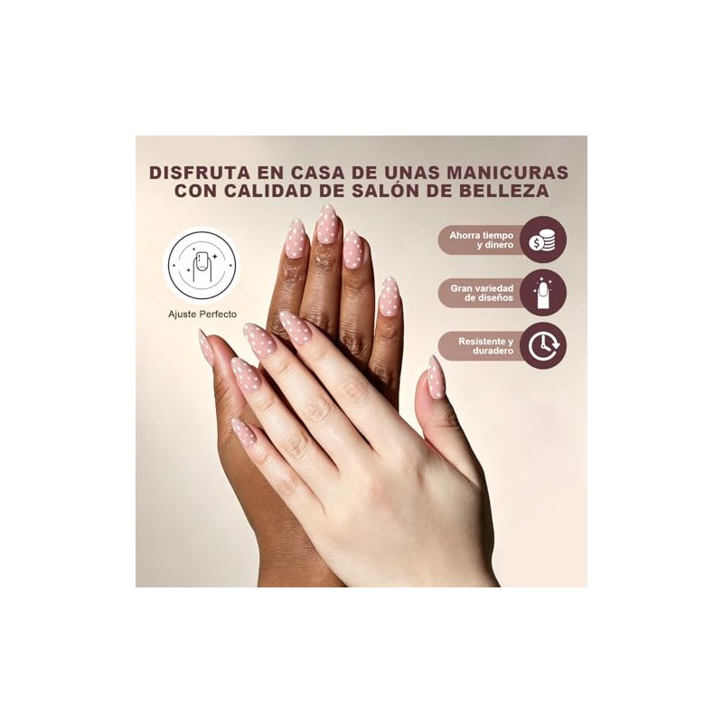 Uñas Postizas con Punta Francesa, Uñas Press on para Manos,