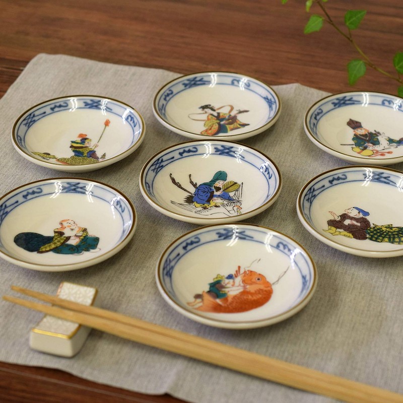 Dish Set, Stylish, Kutani Ware, Small Plates, Set of 7,