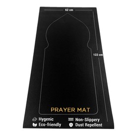 SABEEL Durable City Prayer Mat Roll with Enhanced Knee Support and Prayer Experience, Anti-Slip Microfiber Rubber - Ideal for Beginners Practitioners - 5mm (Black)