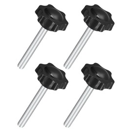 sourcing map 4Pcs M8 x 60mm Star Knobs, Plastic Hex Shaped Clamping Knob Screw Hand Tightening Replacement Knob for Umbrella Base Replacement knob