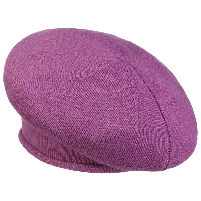 Seeberger Ladies Classic Plain Knit Beret Hat Violet 6 3/4/7