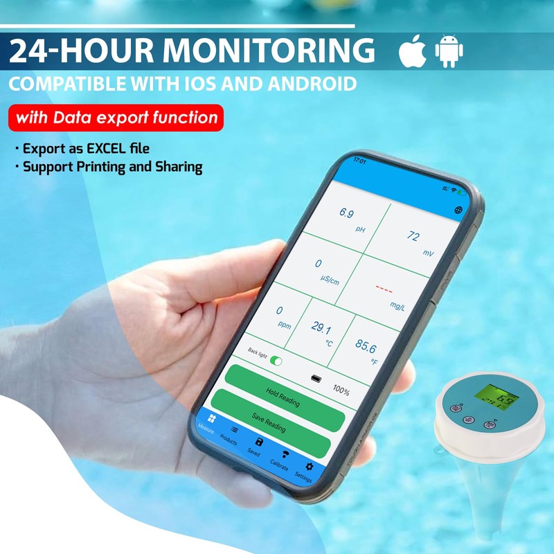6 in 1 Water Tester with Bluetooth & Data Storage