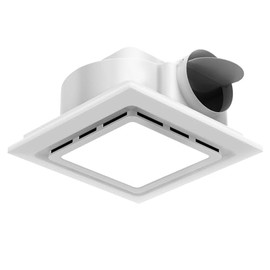 Bathroom Exhaust Fan with Light 130 CFM, Quiet 1.0 Sone, Cutout 9.8"x9.8", 12In Grille, 4In Duct, 6500K 1200Lm LED Light Bath Ceiling Vent Fan Combo for Bathroom Toilet Moisture & Odor Removal