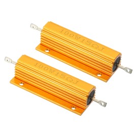 PATIKIL 2pcs 100W 15ohm Aluminum Case Resistor Housing Wire Resistors Screw Tap Power Resistor Gold Tone