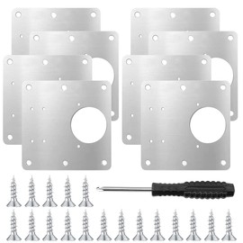 Hinge Repair Brackets,8 Pcs Cabinet Hinge Repair Plate Kit with Holes 48 Pcs Screws Stainless Steel Flat Fixing Brace Brackets for Kitchen Cupboard Door Shelf Furniture