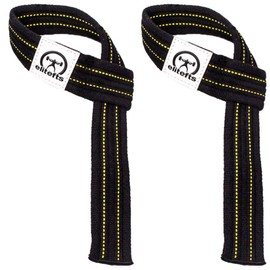 EliteFTS 25" Yellow Jacket Wrist Strap Black/Yellow Lines - Lifting Wrist Straps for Weightlifting, Bodybuilding, Powerlifting, Strength Training, & Deadlifts