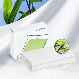 Vesta Premium 100% Bamboo Viscose Duvet Cover, SuperBamboo Cooling for Hot Sleepers, Softer Than Silk, Perfect for Gift Giving, High Thread Count, 7 Handy Duvet Ties (White, King/Cali King)