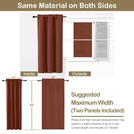 OVZME Terracotta Blackout Curtains for Bedroom 84 Inch Length 2 Panels, Soft Fabric Thermal Insulated Curtains for Living Room, Dual Rod Pocket Design Modern Window Treatment Drapes, 2x40Wx84L Inches