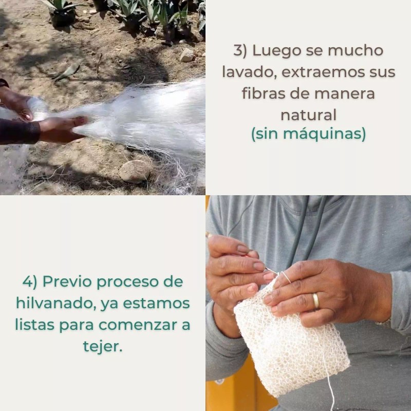 Corazón Verde 3 Estropajos Naturales Fibra (ixtle) Maguey