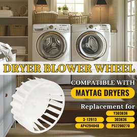 KUAFU Y303836 Dryer Blower Wheel Compatible with Maytag Dryers 3-12913 Y303836 AP4294048 PS2200270 Replacement Only Squirrel Cage Fan Wheel