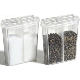 Spice Bottle Camping Salt Shaker, Dual Condiment Container, Mini Plastic Condiment Box, Reusable Portable for Camping Outdoor Cooking Travel, Small Mini Salt Shaker, 2 Pack