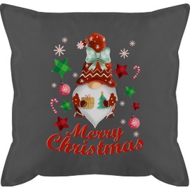 Cushion 50 x 50 cm - Christmas Cushion Christmas Gifts - Christmas Gnome - 50 x 50 cm - Grey - Xmas Christmas Motifs Christmas Motifs Christmas - GURLI Cushion with Filling