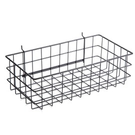 Right Arrange Pegboard Basket Size L, Black - Hooks to Any Peg Board - Square Style Wire Shelf Baskets - Organize Tools, Workbench, Accessories, Garage Storage - Wall Organizer Attachments