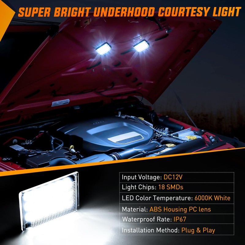Nilight Under Hood Courtesy Light White Beam Plug and Play
