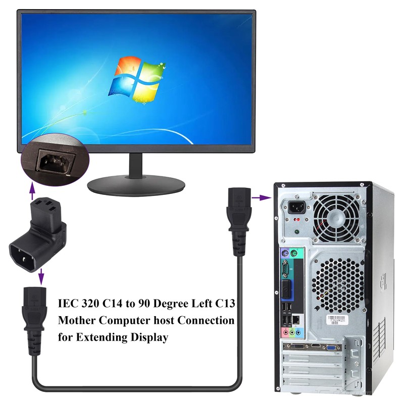 AAOTOKK 90 Degree Upward Tilted IEC C13 Female to IEC