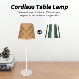 Mr. White Outdoor Waterproof Cordless Wireless Rechargeable Portable Top Touch Battery Operated Powered LED Table Lamp Desk Lamp Lights for Restaurant Kitchen Patio Dinner Dining (Green)