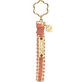 GRUSS & CO Unisex Keyring with Motif, Key Ring, Macrame Loop, Length 11.5 cm, Gift Keyring (Pack of 1), red, Motif "Beste Mama"