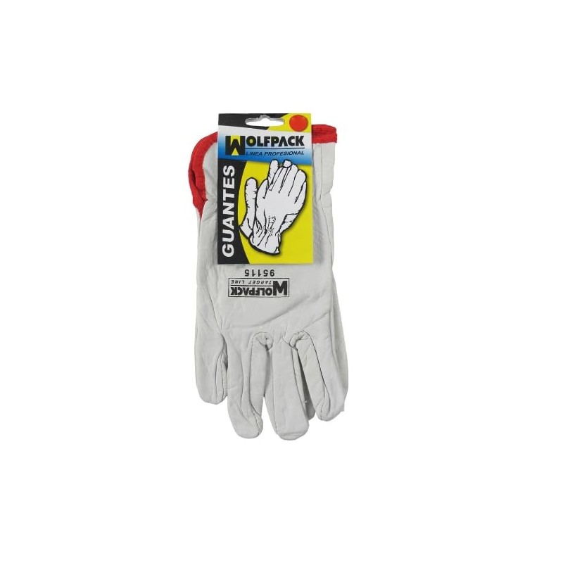 WolfPack Work Gloves Leather Flower 7 Inches with Hanger (Pair)