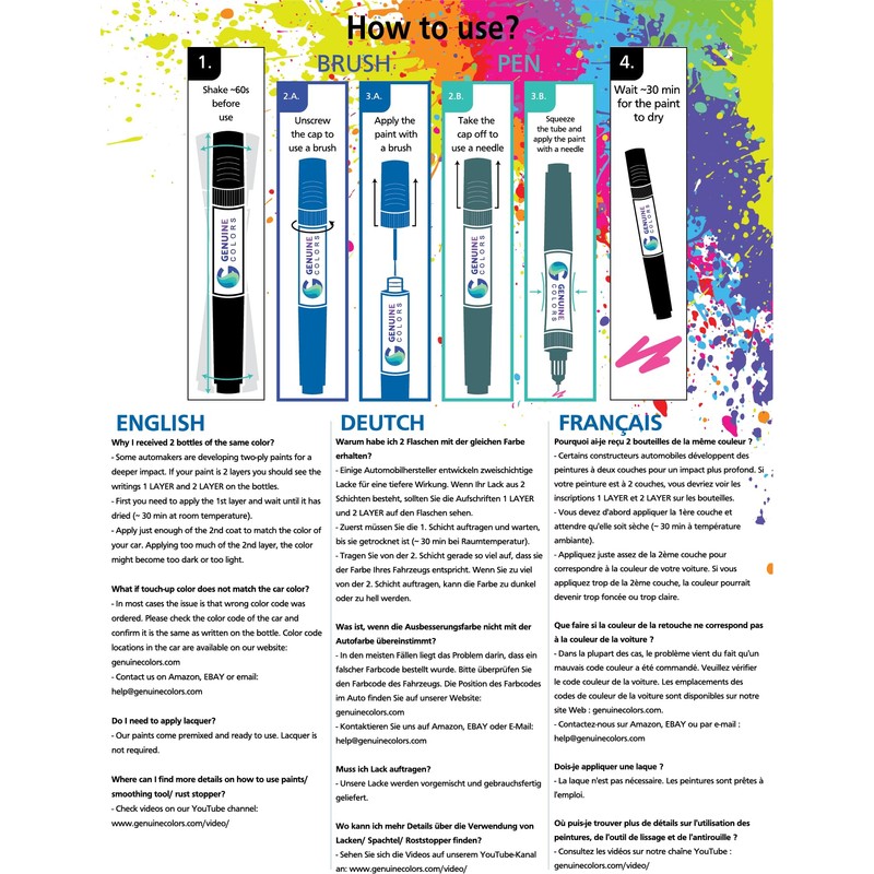 Genuine Colors Lackstift BILA Laser White LF9F für Skoda Weiß