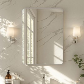 Kosmonia 32x24"Bathroom Vanity Mirror for Wall, Aluminum Framed, Farmhouse Rectangle, Anti-Rust, HD Reflection Anti-Desilvering, Distortion Free, Tempered and Shatter-Proof Wall Mounted Mirror, Silver