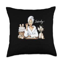 Saturday Spa Day Diva Self Care Self Pampering Single People Throw Pillow