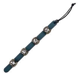 RRD Hanging Sleigh Bells for Door – Shopkeepers Bell Over The Door - Silver Door Hanging Bell on Green Leather Strap - Multi-Purpose Jingle Bell Door Christmas Sleigh Bells
