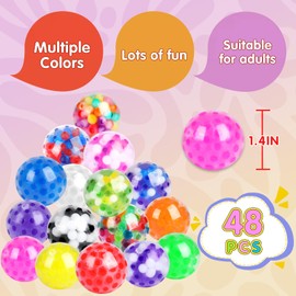 VISCOO 48 Pack Stress Balls, Squishy Ball, Squeeze Balls for Adults, Anti-Anxiety and Fidget Balls to Relax, Party Favors, Birthday Gifts, Goodie Bag Stuffers
