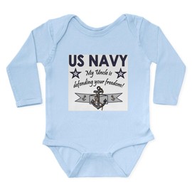 CafePress US Navy My Uncle is Defendingr Freedom Body Suit Unisex Long Sleeve Baby Bodysuit Infant Romper