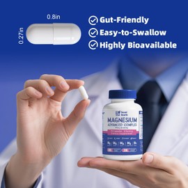 Magnesium Complex 976mg – With Glycinate, Citrate, Malate & L-Threonate – High Absorption Chelated Supplement – Vegan, Non-GMO, 90 Capsules