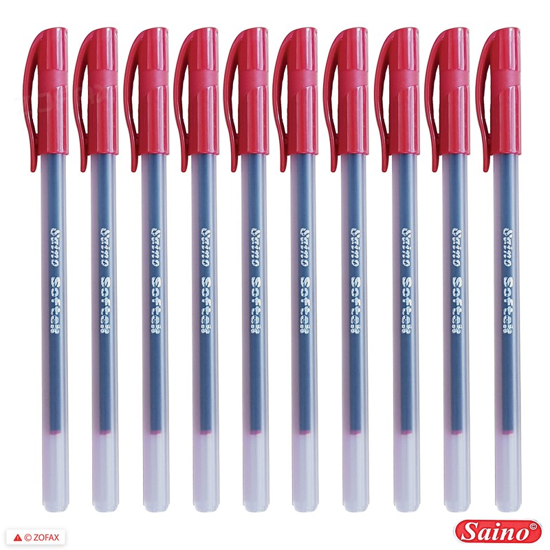 SAINO Fine-X Ballpoint Pens, RED, 0.7mm Fine Point, Pack of