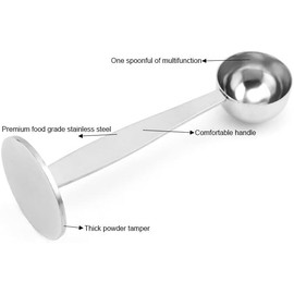 Silver Coffee Scoop Portable Stainless Steel Stand 2 in 1 Coffee Powder Measuring Scoops Tamper Spoon Tools, Coffee, Tea and Espresso, Kitchen and Dining, Coffee Scoops