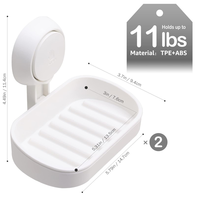 LEVERLOC Soap Dish Suction Cup NO-Drilling & Removable Suction Cup