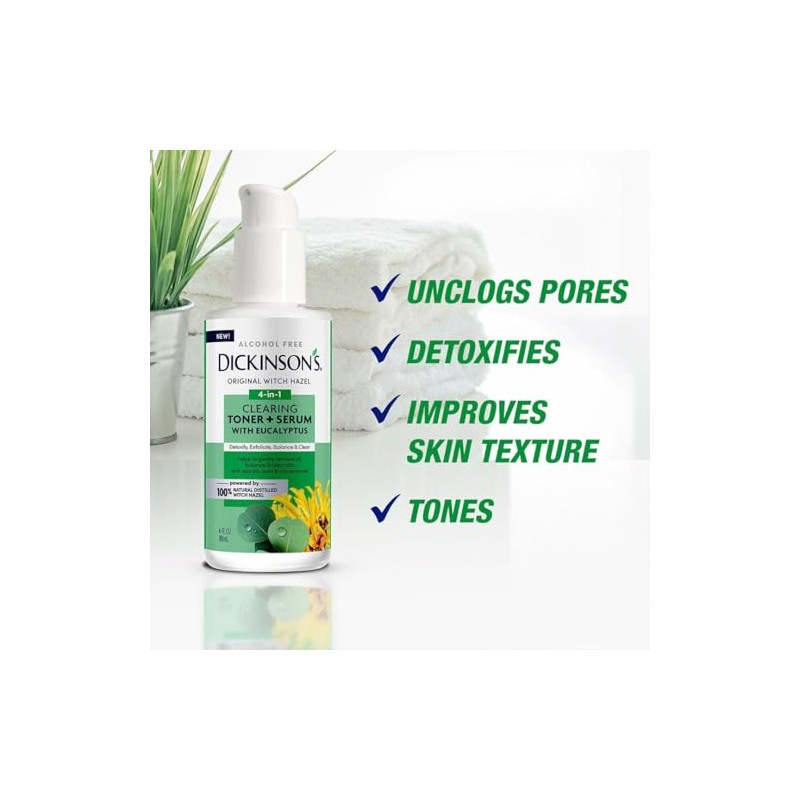 Tónico aclarante + sérum con eucalipto Witch Hazel de Dickinson