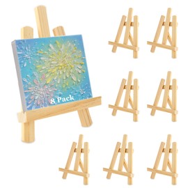 YAYODS 8 Pack 7 Inch Wooden Display Easel for Painting, Small Wood Easel Stand for Display Tabletop Wood Tripod Easel for Small Canvases Holder, Photo, Picture, Plate