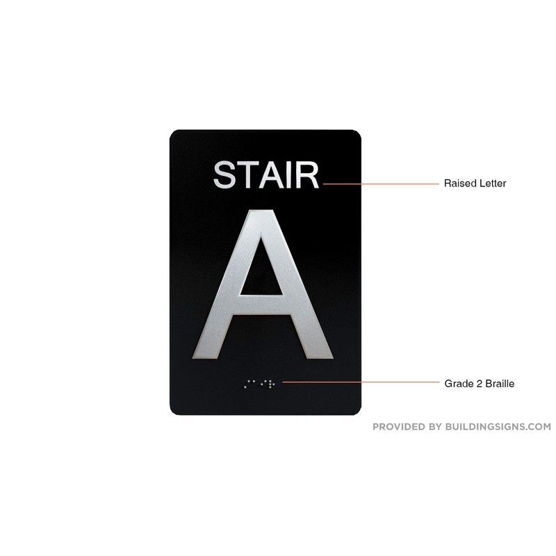 Stair A Sign -Stair Number Sign Black (Aluminium, Black/Silver,Size 6x9)
