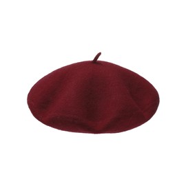 AWAYTR Wool French Beret Hats - Solid Color Artist Beret Hat for Women and Kids (Burgundy,Adult)