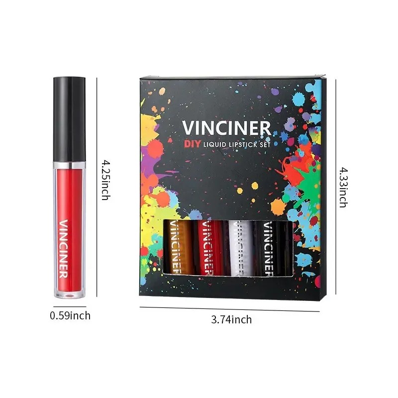 O Diy Liquid Lipstick Set 5pcs Black White Blue Yellow