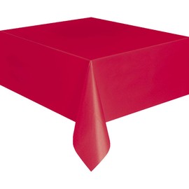Unique Party 4070520 Plastic Disposable Party Tablecloth, Red