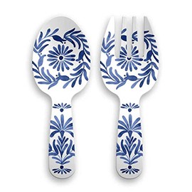 Tarhong DN23987078 Azure Server Spoon & Fork, 10.2 inches (26 cm), Serving Serving, Break-Resistant, Plastic, Dishwasher Safe, Stylish, Cute, Lightweight, Cafe, Outdoor, Camping,