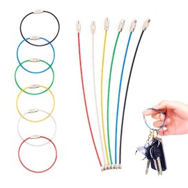 Hengxinchen Pack of 60 colourful wire key rings, 1.5 mm x 15 cm, stainless steel key ring, 6 colours, key ring, wire rope, key ring, stainless steel wire quick release for luggage tag button, coloured