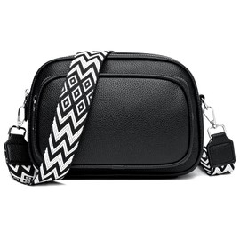 GUDIDBAG Shoulder Bags Women's Shoulder Bags Women's Crossbody Bag Leather Wide Strap Handbag Women's Removable Shoulder Strap, black