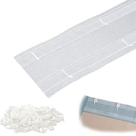 Singring Translucent Wave Curtain Pleat Tape with 100 Hooks, Ripple Fold Tape Nylon Drapery Header Tape for Window Treatments Curtain Pleated Drapes Making, Width 3.1" (10 Yards)