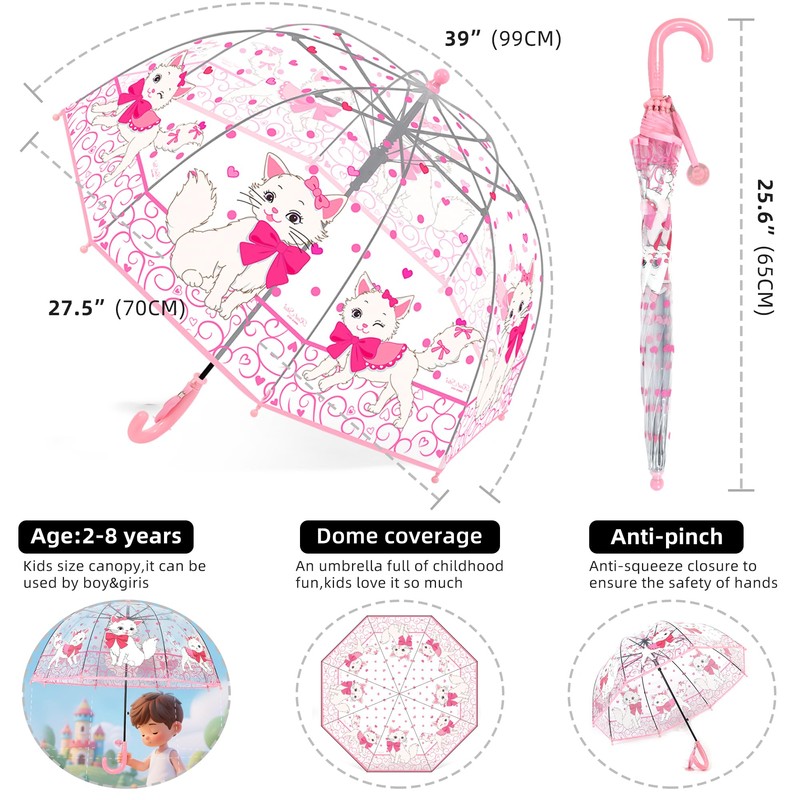 KOULONGDAMI Kids Clear Umbrella for Rain Dome Bubble Umbrellas Windproof