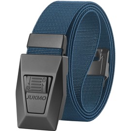 JUKMO Men's Tactical Belt Quick Release Nylon Web Belt for Military Police Golf Hiking Rigger Heavy Utility Duty Work in Gift Box (Blue, Medium)