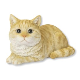 Uvia H24178-1 Tea Tiger Cat Lying 17 x 10.5 x 9.8 cm Doll Figurine Figurine Animal Garden Decoration Realistic Cute Cat
