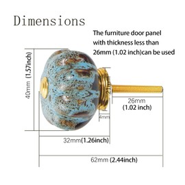 HSEANHM Pomos de cerámica con forma de calabaza clásico para cajones, 6 unidades, pomos de cerámica esmaltada con forma de calabaza para decoración de puertas, tiradores para cajones de gabinete, armarios, armarios (6, azul calabaza)